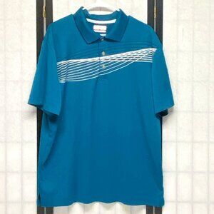 Grand Slam Golf Polo Airflow Chest Stripe Performance 3-Button Shirt Blue XL